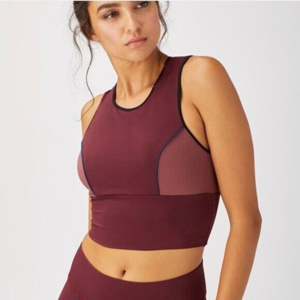 MICHI‎ Activewear Womens Ignite Crop Bra Top Small Burgundy Red